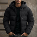 Men's hooded puffer winter jacket – black – Edward Lawson