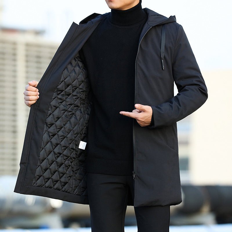 Men's quilted-lined hooded winter coat – black – Edward Lawson
