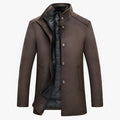 Men's wool stand-collar winter coat – dark brown – Edward Lawson