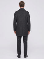 Men's wool trench coat – Black back view – Edward & Lawsen