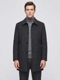 Men's wool trench coat – Black front view – Edward & Lawsen