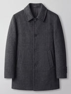 Men's wool trench coat – Black full view – Edward & Lawsen