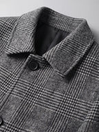 Men's wool trench coat – Gray detail view – Edward & Lawsen