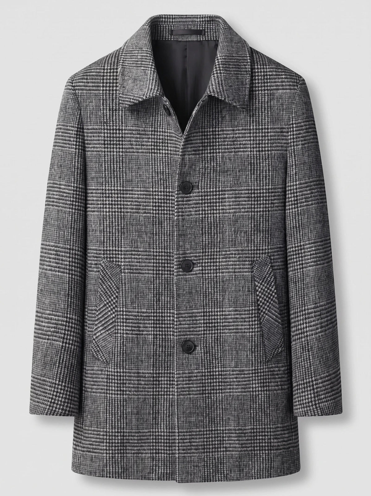 Men's wool trench coat – Gray full view – Edward & Lawsen